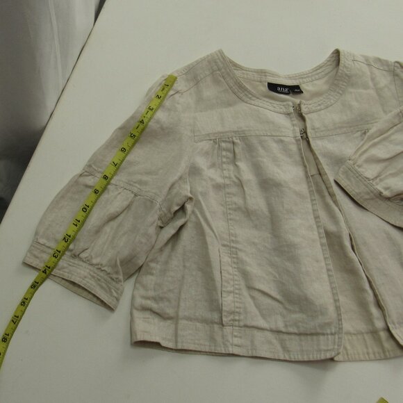 a.n.a Womens Chic Cream Bolero Cropped Round Neck 3/4 Sleeve Jacket Size L - Picture 7 of 7